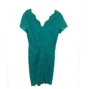 Emeral Green Lace Mini Dress
